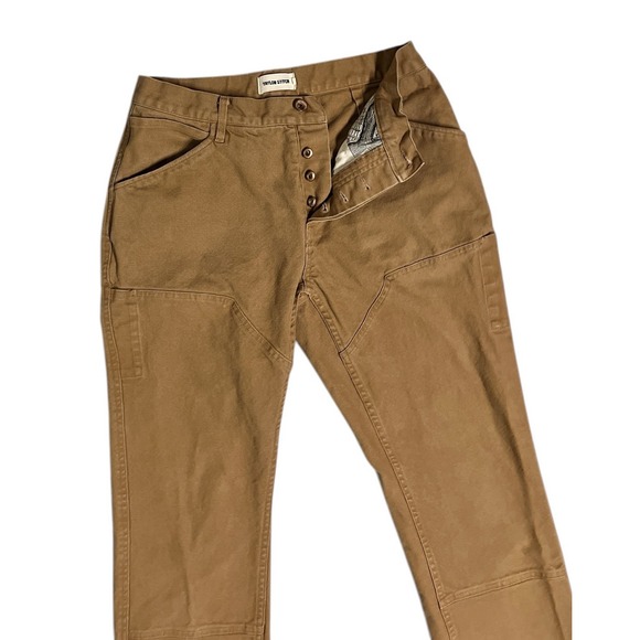 Taylor Stitch Canvas Camp Chore Pants Size 30 Tan Button Fly Men's Double Knee - Picture 6 of 14